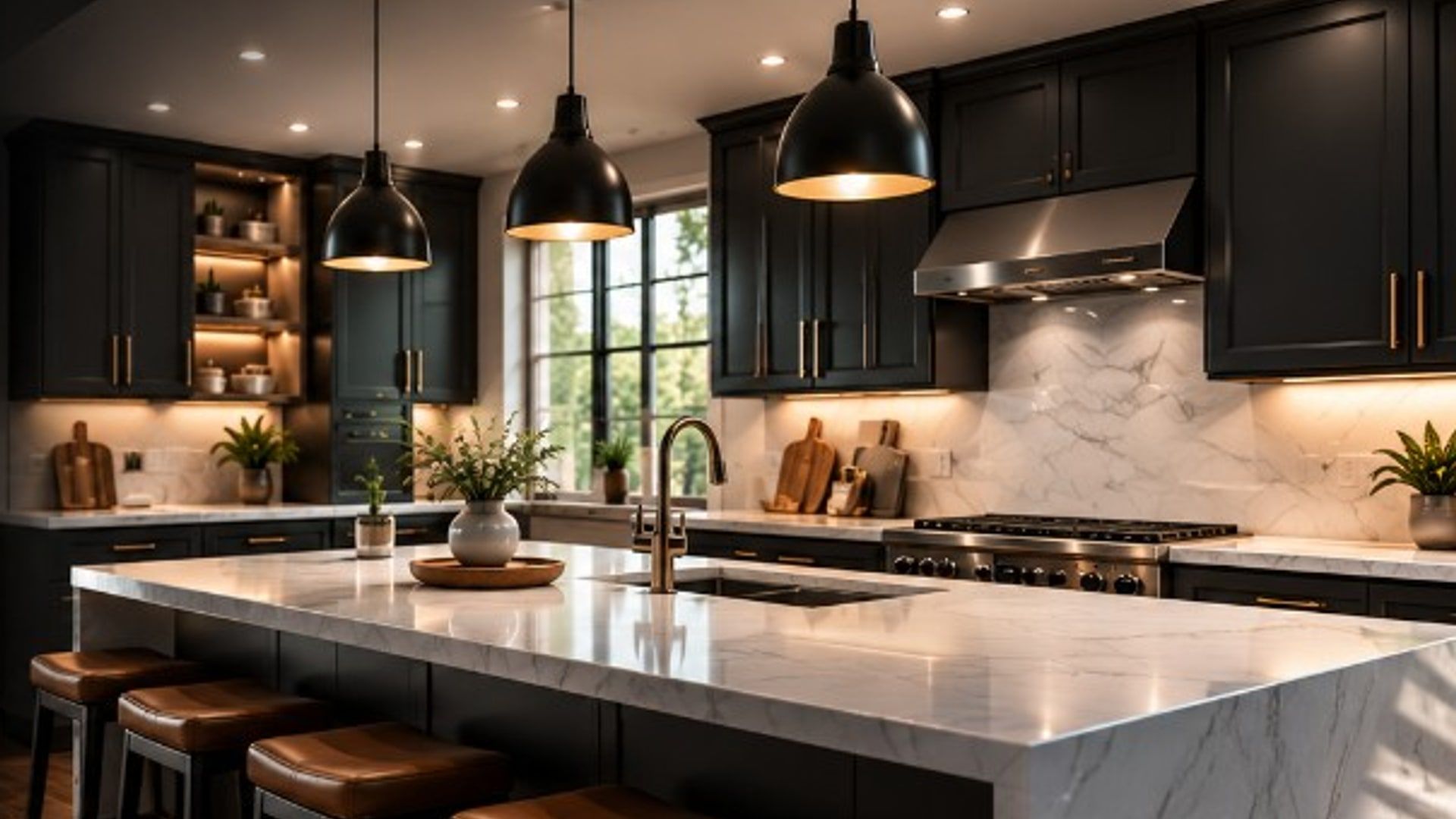 Modern black kitchen remodeled by ANT Home Remodeling